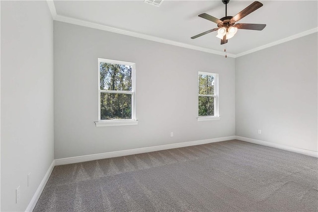 901 Dandelion Dr, Waggaman, LA 70094 - empty room featuring ornamental molding, carpet, and ceiling fan