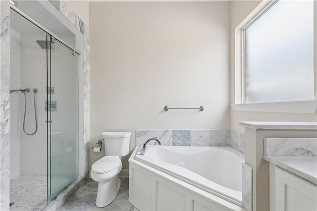 1217 N Starrett Rd, Metairie, LA 70003 - full bath with a garden tub, a shower stall, and marble finish floors