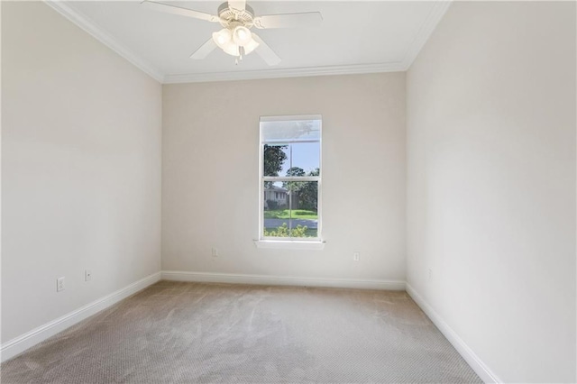 1217 N Starrett Rd, Metairie, LA 70003 - spare room with light colored carpet, crown molding, and a ceiling fan