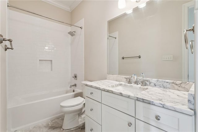 1217 N Starrett Rd, Metairie, LA 70003 - bathroom featuring crown molding, vanity, and shower / bath combination