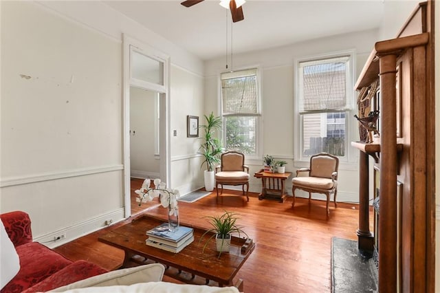 1203 Constantinople St Unit 1, New Orleans, LA 70115 - living area with wood finished floors and ceiling fan