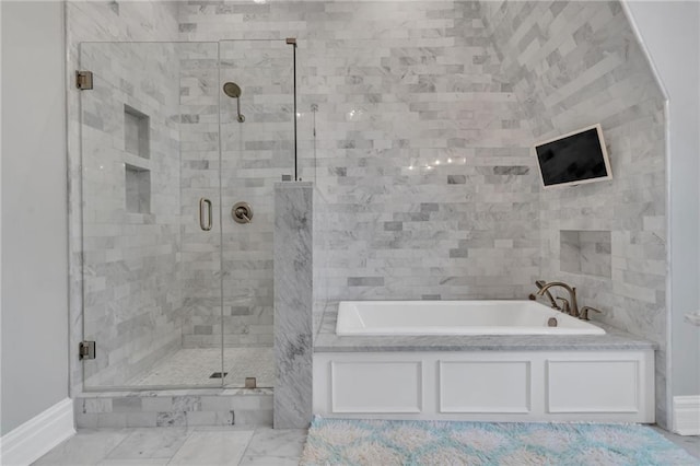 5349 Prytania St, New Orleans, LA 70115 - full bathroom with a garden tub and a shower stall