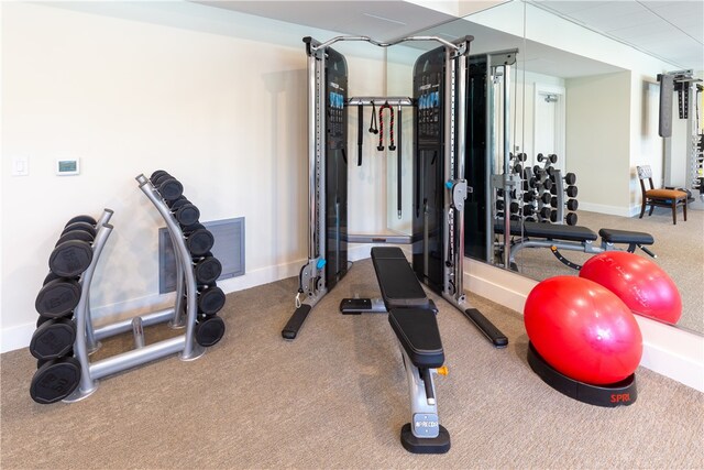 gym with carpet flooring