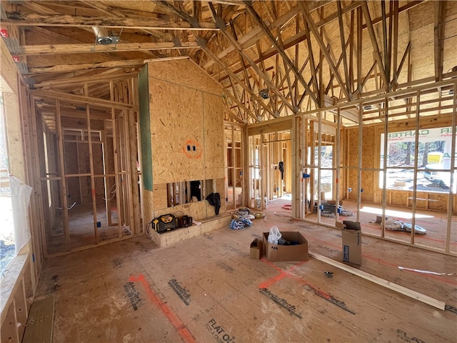 misc room featuring lofted ceiling