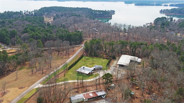 bird's eye view featuring a rural view and a water view