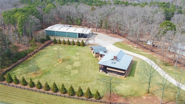 aerial view with a rural view