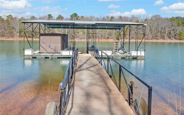 view of dock featuring a water view