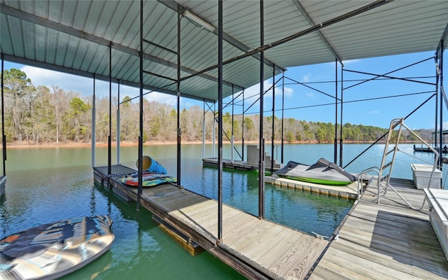 dock area featuring a water view