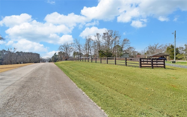 view of street with a rural view