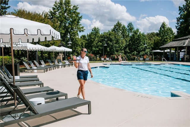 view of pool with a patio area