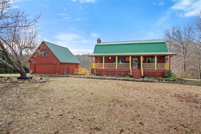 728 Tall Oak Trl, Seneca, SC 29678 - log cabin with a garage, a porch, and an outbuilding