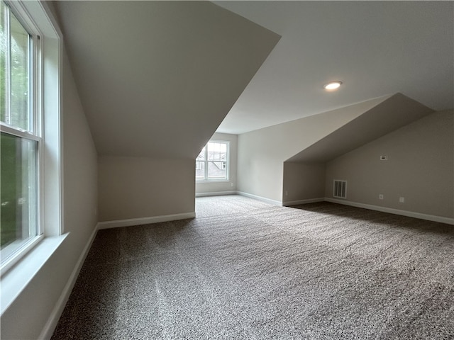 additional living space featuring carpet and lofted ceiling