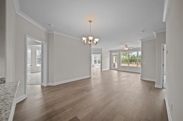 170 Preston Ridge Dr, Seneca, SC 29672 - unfurnished dining area with ornamental molding, baseboards, and wood finished floors