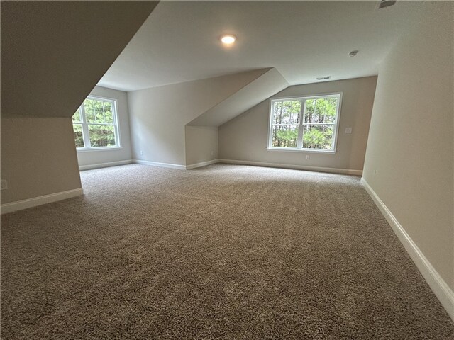 bonus room with carpet, lofted ceiling, and a wealth of natural light