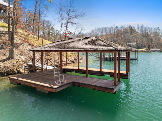 dock area featuring a water view