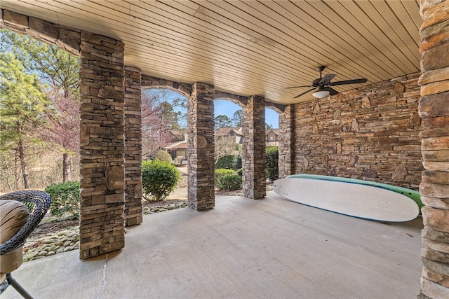 view of patio with ceiling fan