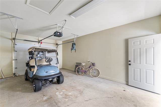 garage with a garage door opener