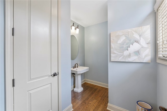 bathroom featuring wood-type flooring