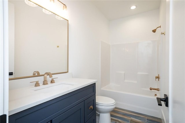 1230 Melton Rd Unit 211, West Union, SC 29696 - bathroom with recessed lighting, shower / tub combination, vanity, toilet, and wood finished floors
