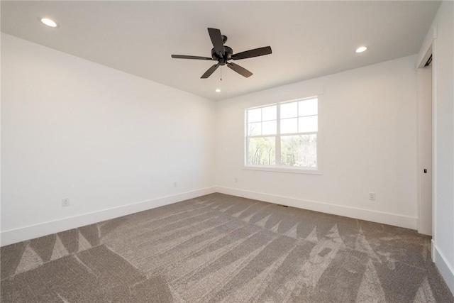 1230 Melton Rd Unit 211, West Union, SC 29696 - empty room featuring recessed lighting, carpet flooring, a ceiling fan, and baseboards