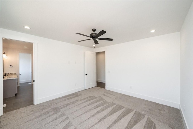 1230 Melton Rd Unit 211, West Union, SC 29696 - empty room with light colored carpet, ceiling fan, recessed lighting, and baseboards