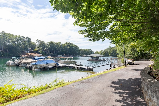 view of dock featuring a water view