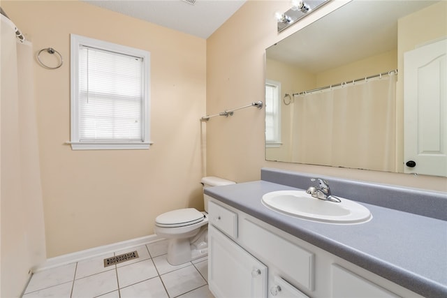 bathroom featuring vanity, toilet, and tile patterned floors