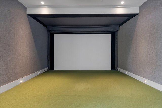 cinema featuring carpet and golf simulator