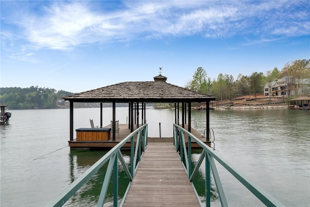 dock area featuring a water view