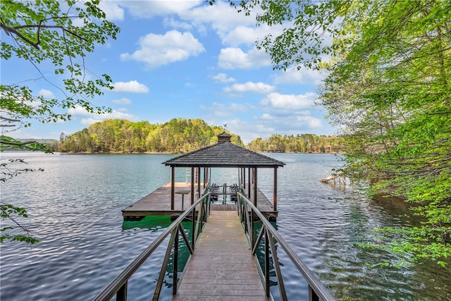 view of dock featuring a water view