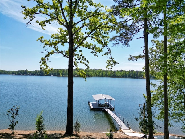 dock area featuring a water view