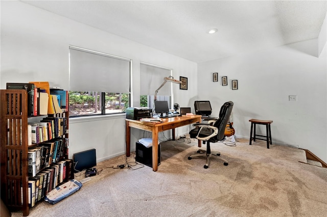 view of carpeted office space