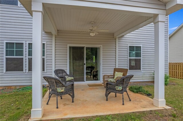 view of patio / terrace featuring ceiling fan