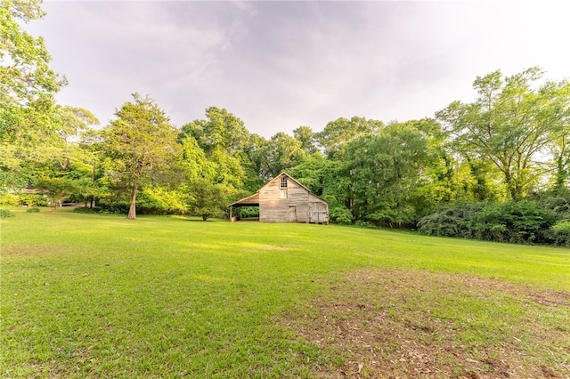 view of yard with an outdoor structure