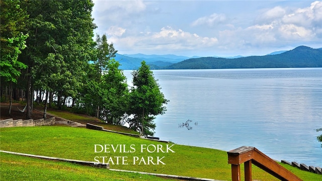 property view of water featuring a mountain view