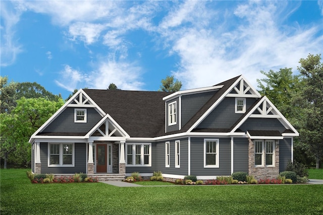 craftsman-style home with a front yard