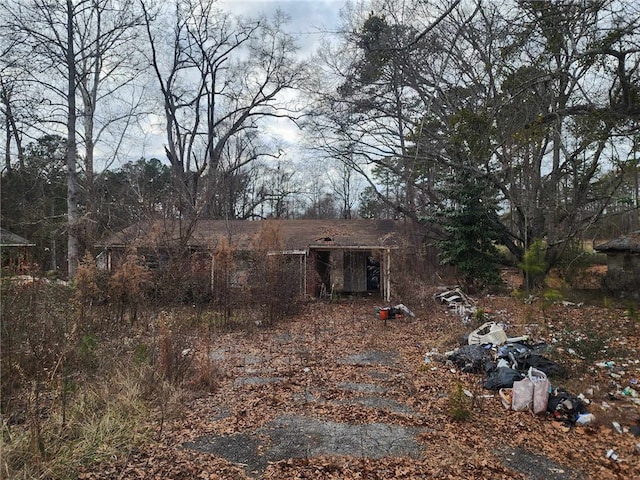 exterior space with a storage shed