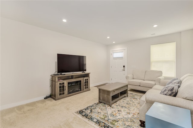 living room featuring carpet