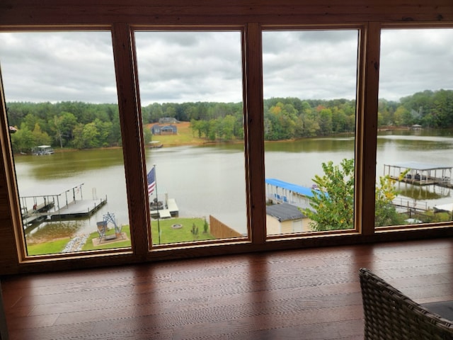 doorway featuring a water view