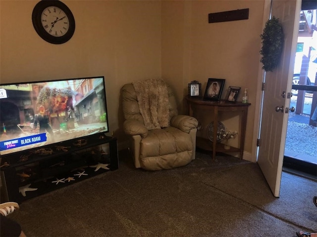 living area with carpet floors