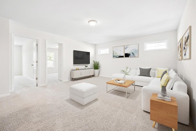 carpeted living room with plenty of natural light