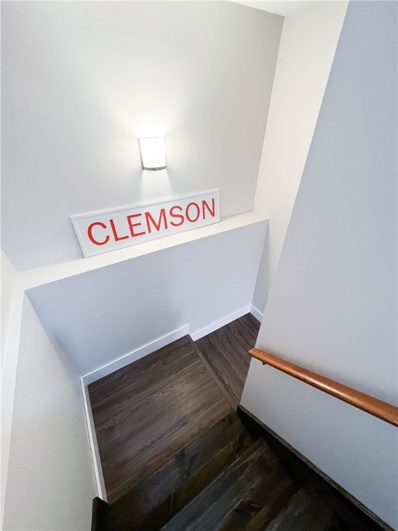 stairs with wood-type flooring