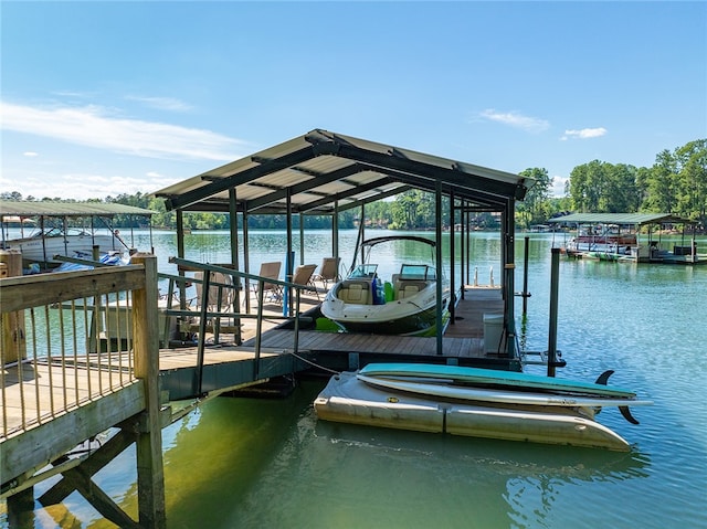 view of dock featuring a water view