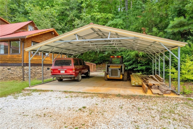 view of parking with a carport