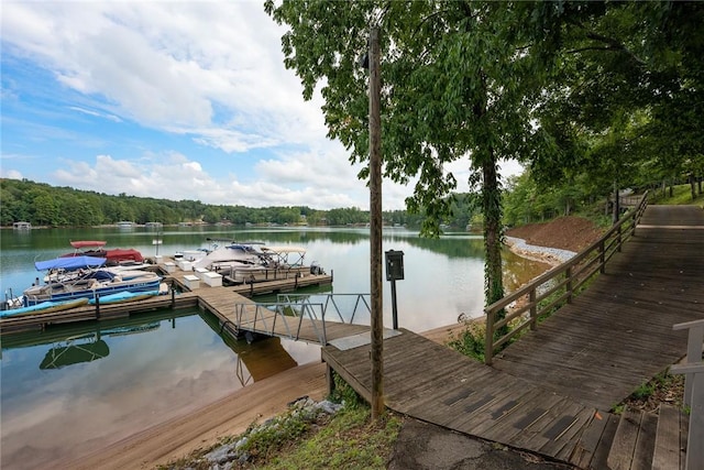 dock area featuring a water view