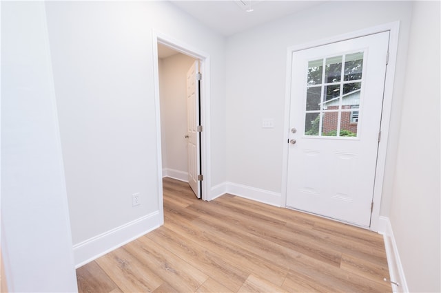 doorway featuring light wood-type flooring