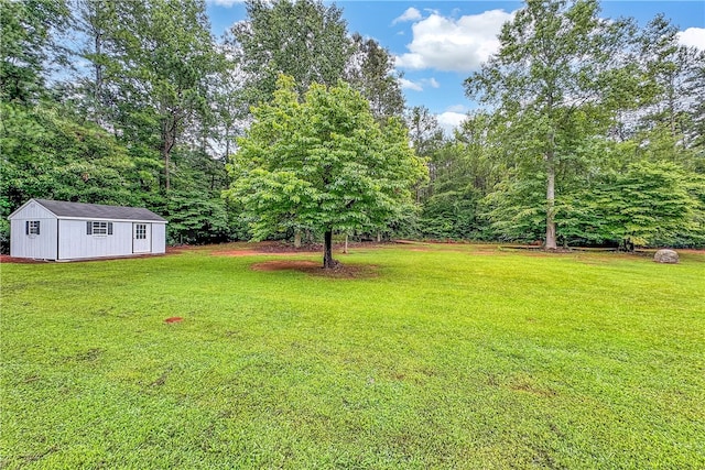 view of yard featuring an outbuilding