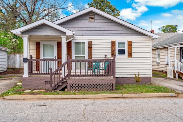 bungalow-style house with a porch