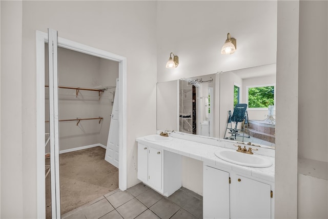 bathroom featuring vanity and tile patterned floors