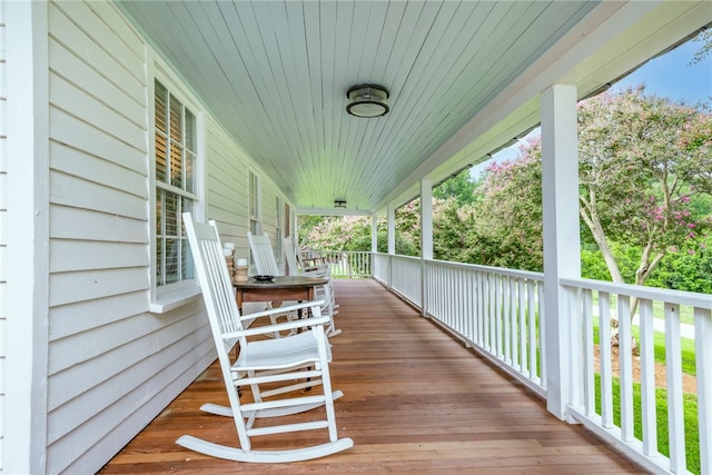 wooden terrace with covered porch